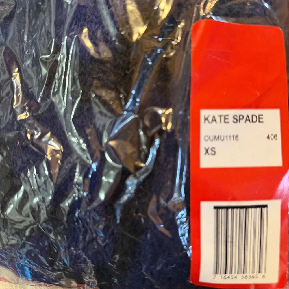 Kate Spade New York Blue Leopard Alpaca Wool Mock Neck Sweater Womens XS